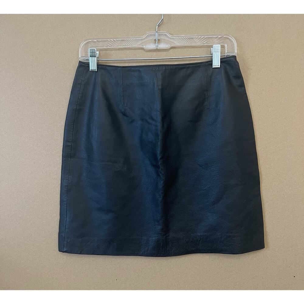 Vintage Black Leather Midi Skirt | 90s Minimal